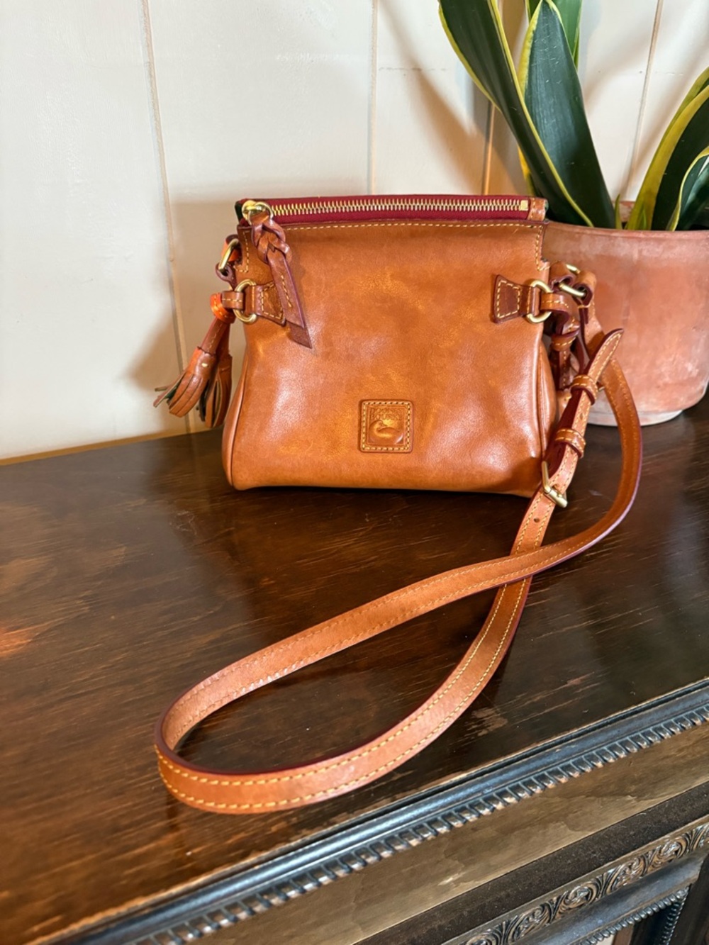 Dooney & Bourke Cognac Brown Leather Florentine